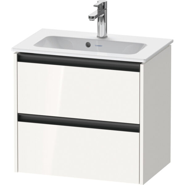 duravit ketho 2 wastafelonderbouwkast met 2 laden 61x39x54.9cm met grepen antraciet hoogglans wit sw772930