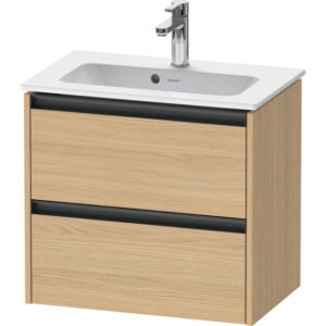 Duravit Ketho 2 wastafelonderbouwkast met 2 laden 61x39x54.9cm met grepen antraciet natuur eiken mat K25255030300000