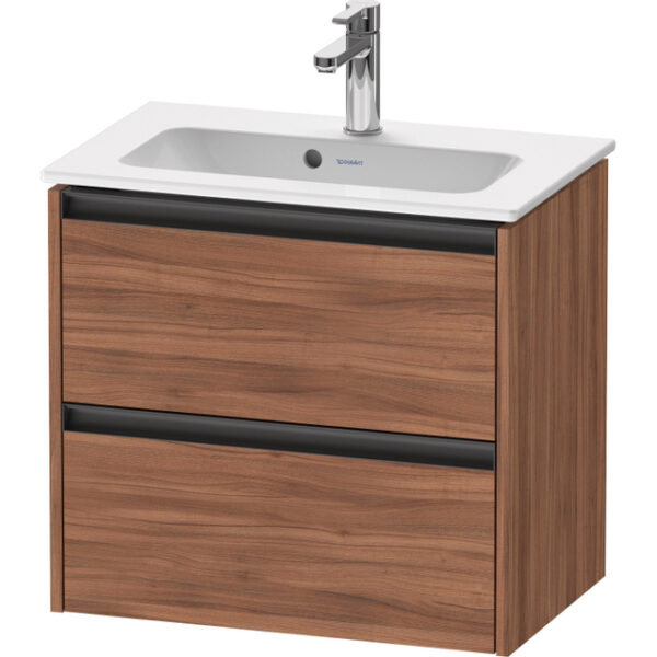 Duravit Ketho 2 wastafelonderbouwkast met 2 laden 61x39x54.9cm met grepen antraciet noten mat K25255079790000