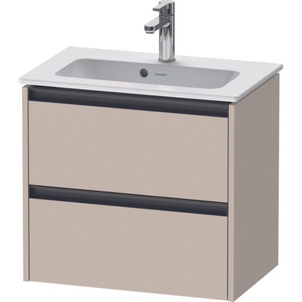 Duravit Ketho 2 wastafelonderbouwkast met 2 laden 61x39x54.9cm met grepen antraciet taupe mat K25255091910000