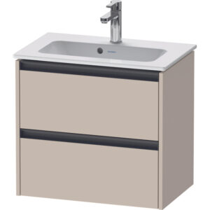 Duravit Ketho 2 wastafelonderbouwkast met 2 laden 61x39x54.9cm met grepen antraciet taupe supermat K25255083830000