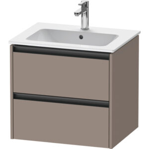 Duravit Ketho 2 wastafelonderbouwkast met 2 laden 61x48x55cm met grepen antraciet basalt mat K25262043430000