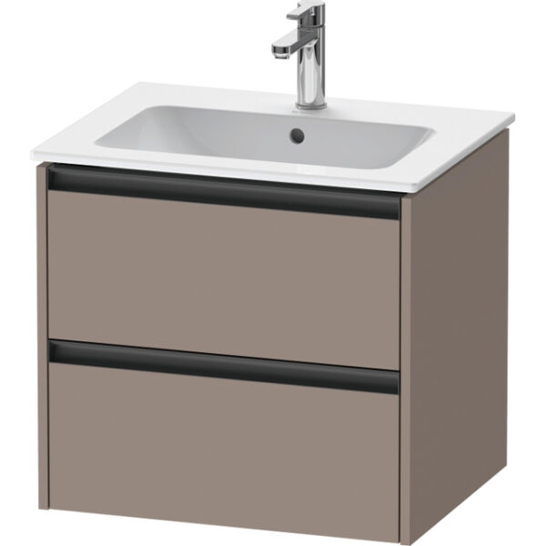 Duravit Ketho 2 wastafelonderbouwkast met 2 laden 61x48x55cm met grepen antraciet basalt mat K25262043430000