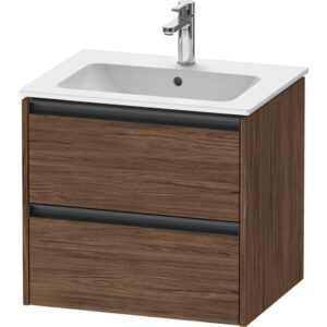 Duravit Ketho 2 wastafelonderbouwkast met 2 laden 61x48x55cm met grepen antraciet donker noten mat K25262021210000