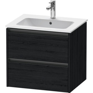 Duravit Ketho 2 wastafelonderbouwkast met 2 laden 61x48x55cm met grepen antraciet eiken zwart mat K25262016160000