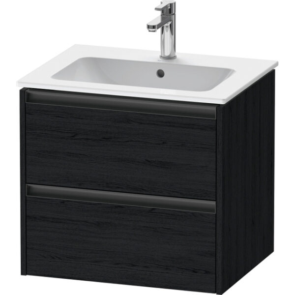 Duravit Ketho 2 wastafelonderbouwkast met 2 laden 61x48x55cm met grepen antraciet eiken zwart mat K25262016160000