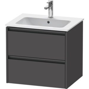 Duravit Ketho 2 wastafelonderbouwkast met 2 laden 61x48x55cm met grepen antraciet grafiet mat K25262049490000