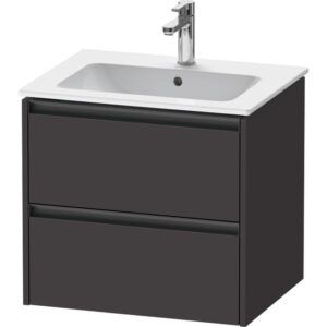 Duravit Ketho 2 wastafelonderbouwkast met 2 laden 61x48x55cm met grepen antraciet grafiet supermat K25262080800000