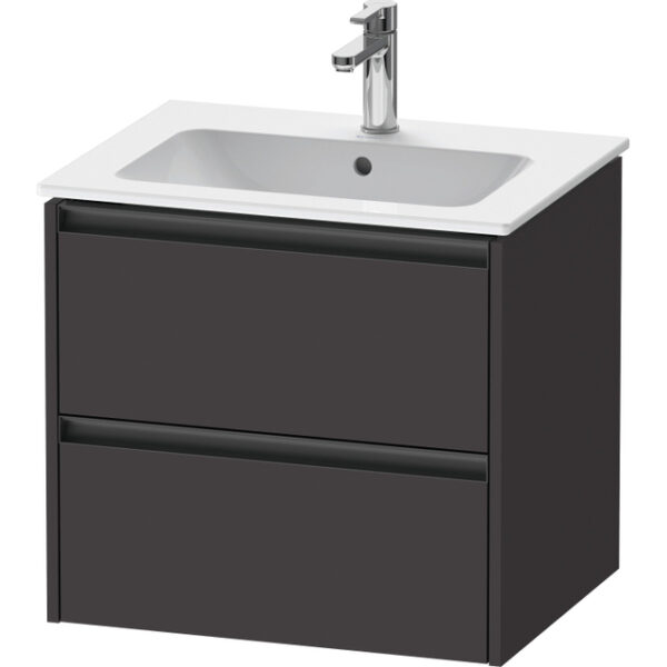 Duravit Ketho 2 wastafelonderbouwkast met 2 laden 61x48x55cm met grepen antraciet grafiet supermat K25262080800000