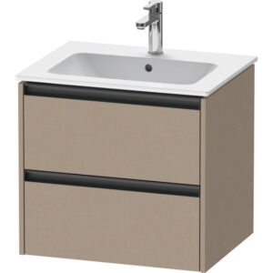 Duravit Ketho 2 wastafelonderbouwkast met 2 laden 61x48x55cm met grepen antraciet Linnen mat K25262075750000