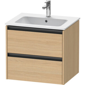 Duravit Ketho 2 wastafelonderbouwkast met 2 laden 61x48x55cm met grepen antraciet natuur eiken mat K25262030300000