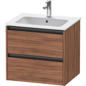 duravit ketho 2 wastafelonderbouwkast met 2 laden 61x48x55cm met grepen antraciet noten mat sw773101