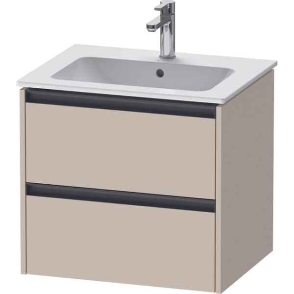 duravit ketho 2 wastafelonderbouwkast met 2 laden 61x48x55cm met grepen antraciet taupe supermat sw772426