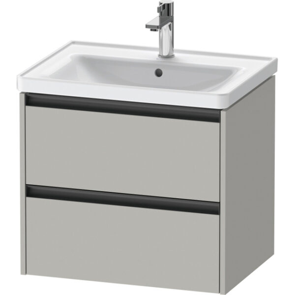 Duravit Ketho 2 wastafelonderbouwkast met 2 laden 63.4x45.5x54.9cm met grepen antraciet betongrijs mat K25282007070000