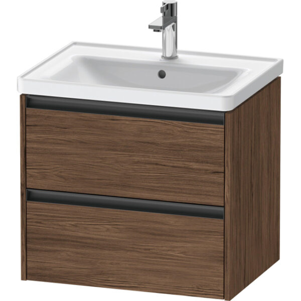 Duravit Ketho 2 wastafelonderbouwkast met 2 laden 63.4x45.5x54.9cm met grepen antraciet donker noten mat K25282021210000