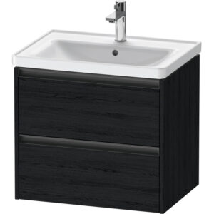 Duravit Ketho 2 wastafelonderbouwkast met 2 laden 63.4x45.5x54.9cm met grepen antraciet eiken zwart mat K25282016160000