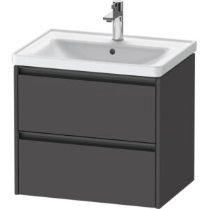 Duravit Ketho 2 wastafelonderbouwkast met 2 laden 63.4x45.5x54.9cm met grepen antraciet grafiet mat K25282049490000