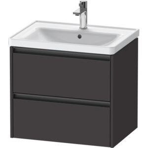 Duravit Ketho 2 wastafelonderbouwkast met 2 laden 63.4x45.5x54.9cm met grepen antraciet grafiet supermat K25282080800000