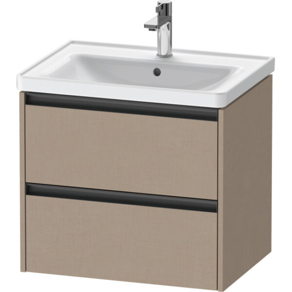 Duravit Ketho 2 wastafelonderbouwkast met 2 laden 63.4x45.5x54.9cm met grepen antraciet Linnen mat K25282075750000