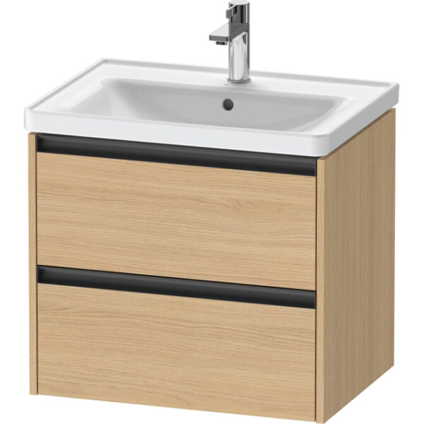 Duravit Ketho 2 wastafelonderbouwkast met 2 laden 63.4x45.5x54.9cm met grepen antraciet natuur eiken mat K25282030300000