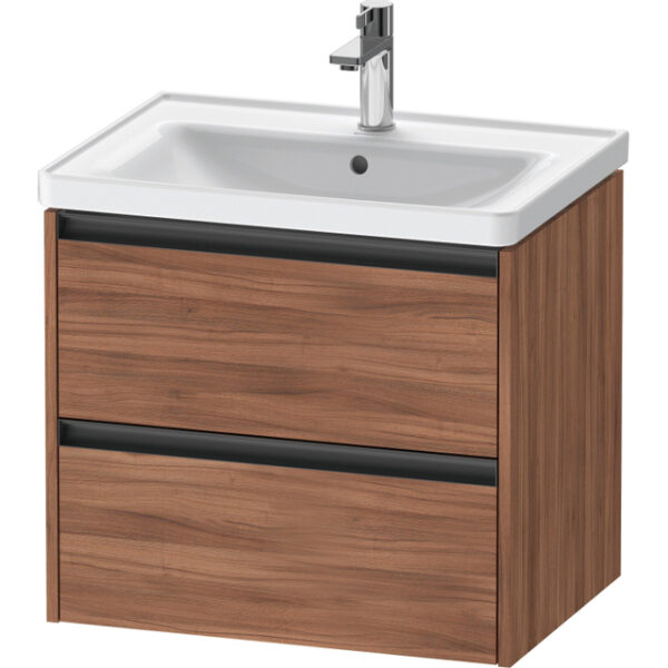 Duravit Ketho 2 wastafelonderbouwkast met 2 laden 63.4x45.5x54.9cm met grepen antraciet noten mat K25282079790000