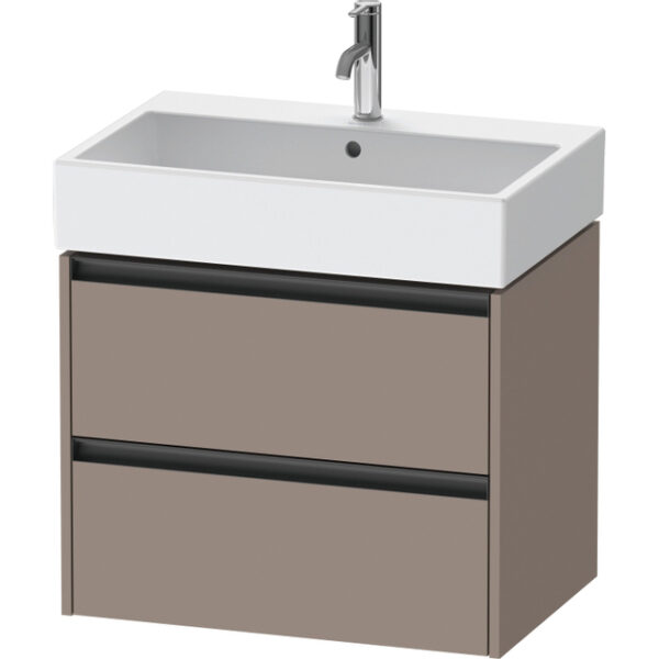 Duravit Ketho 2 wastafelonderbouwkast met 2 laden 68.4x46x54.9cm met grepen antraciet basalt mat K25276043430000