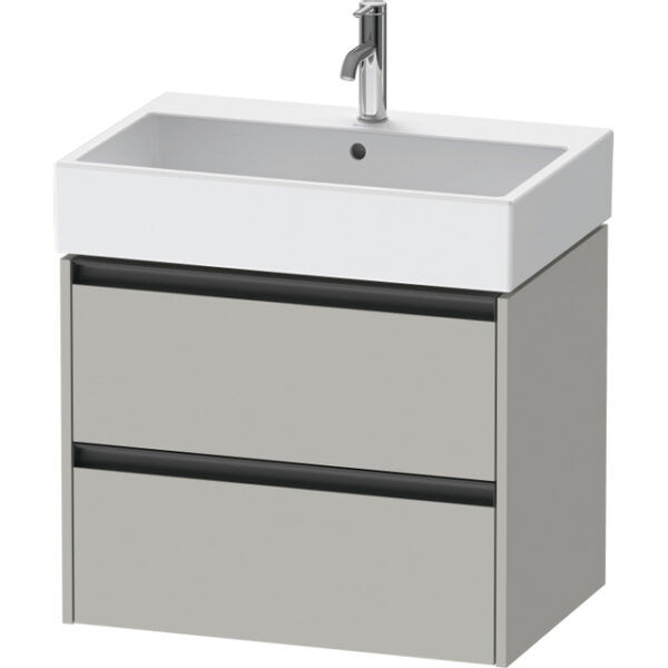 Duravit Ketho 2 wastafelonderbouwkast met 2 laden 68.4x46x54.9cm met grepen antraciet betongrijs mat K25276007070000