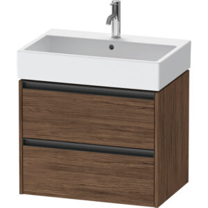 Duravit Ketho 2 wastafelonderbouwkast met 2 laden 68.4x46x54.9cm met grepen antraciet donker noten mat K25276021210000