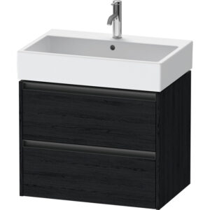 duravit ketho 2 wastafelonderbouwkast met 2 laden 68.4x46x54.9cm met grepen antraciet eiken zwart mat sw772306