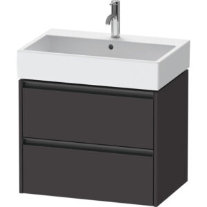 Duravit Ketho 2 wastafelonderbouwkast met 2 laden 68.4x46x54.9cm met grepen antraciet grafiet supermat K25276080800000