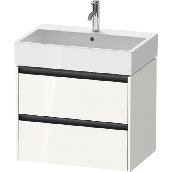 duravit ketho 2 wastafelonderbouwkast met 2 laden 68.4x46x54.9cm met grepen antraciet hoogglans wit sw772331