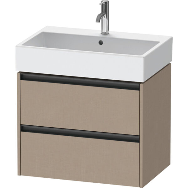 Duravit Ketho 2 wastafelonderbouwkast met 2 laden 68.4x46x54.9cm met grepen antraciet Linnen mat K25276075750000