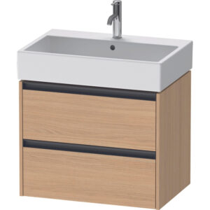 duravit ketho 2 wastafelonderbouwkast met 2 laden 68.4x46x54.9cm met grepen antraciet natuur eiken mat sw772249