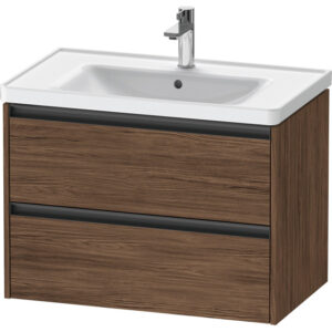 Duravit Ketho 2 wastafelonderbouwkast met 2 laden 78.4x45.5x54.9cm met grepen antraciet donker noten mat K25283021210000