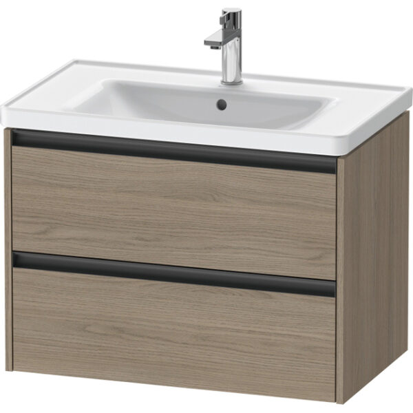 Duravit Ketho 2 wastafelonderbouwkast met 2 laden 78.4x45.5x54.9cm met grepen antraciet eiken terra mat K25283035350000