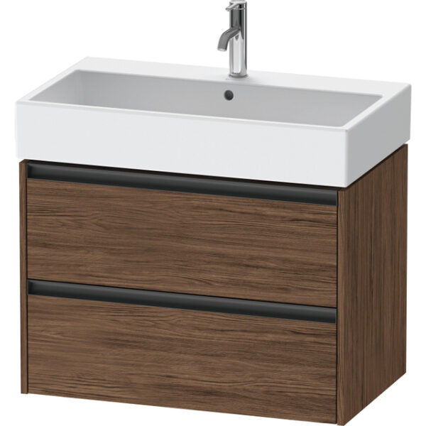 Duravit Ketho 2 wastafelonderbouwkast met 2 laden 78.4x46x54.9cm met grepen antraciet donker noten mat K25277021210000