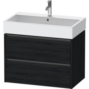 Duravit Ketho 2 wastafelonderbouwkast met 2 laden 78.4x46x54.9cm met grepen antraciet eiken zwart mat K25277016160000