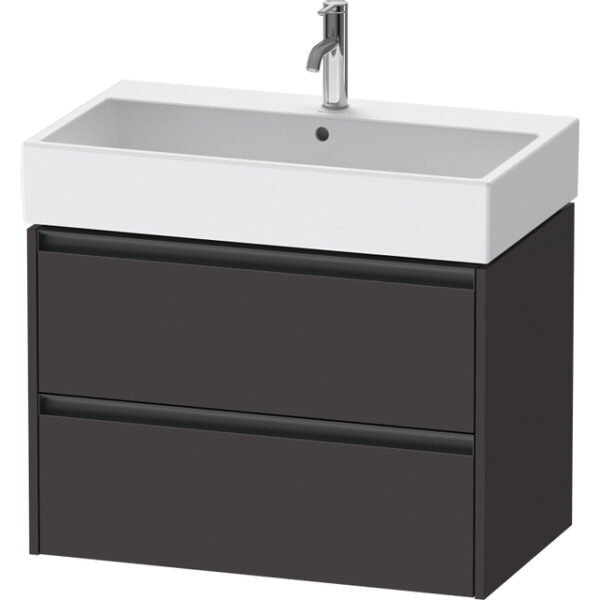 Duravit Ketho 2 wastafelonderbouwkast met 2 laden 78.4x46x54.9cm met grepen antraciet grafiet supermat K25277080800000