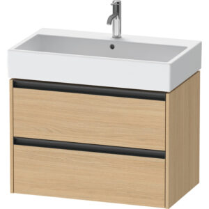 Duravit Ketho 2 wastafelonderbouwkast met 2 laden 78.4x46x54.9cm met grepen antraciet natuur eiken mat K25277030300000