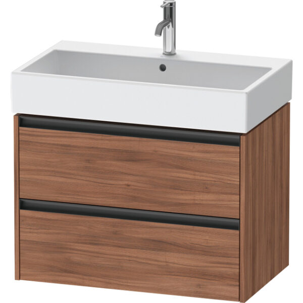 Duravit Ketho 2 wastafelonderbouwkast met 2 laden 78.4x46x54.9cm met grepen antraciet noten mat K25277079790000