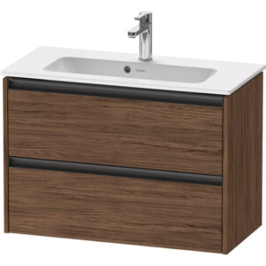 Duravit Ketho 2 wastafelonderbouwkast met 2 laden 81x39x54.9cm met grepen antraciet donker noten mat K25256021210000