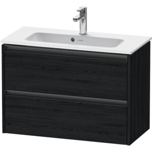 duravit ketho 2 wastafelonderbouwkast met 2 laden 81x39x54.9cm met grepen antraciet eiken zwart mat sw772303