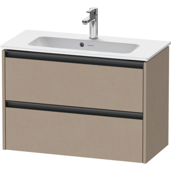 Duravit Ketho 2 wastafelonderbouwkast met 2 laden 81x39x54.9cm met grepen antraciet Linnen mat K25256075750000