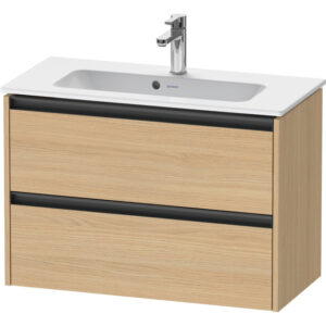 Duravit Ketho 2 wastafelonderbouwkast met 2 laden 81x39x54.9cm met grepen antraciet natuur eiken mat K25256030300000