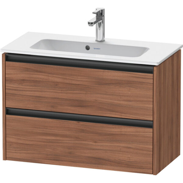 duravit ketho 2 wastafelonderbouwkast met 2 laden 81x39x54.9cm met grepen antraciet noten mat sw773096