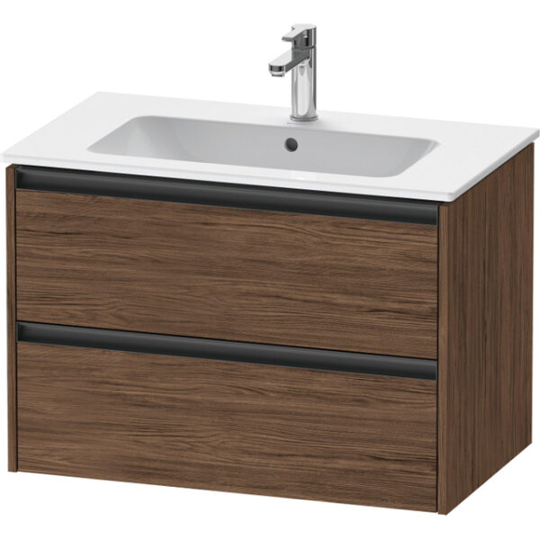 duravit ketho 2 wastafelonderbouwkast met 2 laden 81x48x55cm met grepen antraciet donker noten mat sw772730