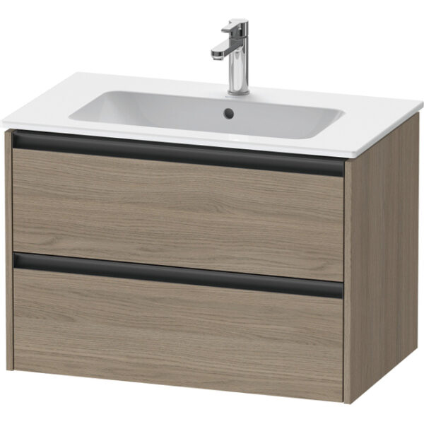 duravit ketho 2 wastafelonderbouwkast met 2 laden 81x48x55cm met grepen antraciet eiken terra mat sw773027