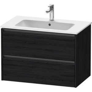 Duravit Ketho 2 wastafelonderbouwkast met 2 laden 81x48x55cm met grepen antraciet eiken zwart mat K25263016160000