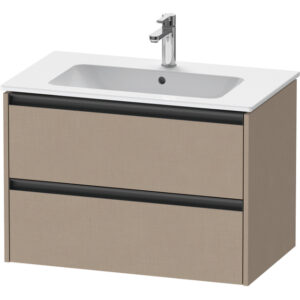 Duravit Ketho 2 wastafelonderbouwkast met 2 laden 81x48x55cm met grepen antraciet Linnen mat K25263075750000