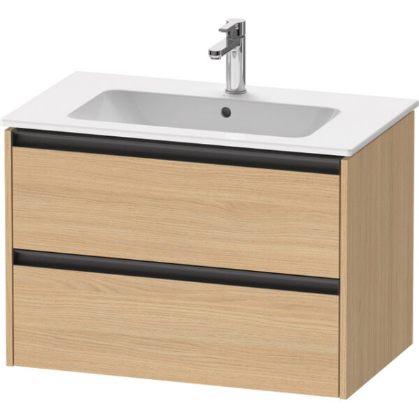 Duravit Ketho 2 wastafelonderbouwkast met 2 laden 81x48x55cm met grepen antraciet natuur eiken mat K25263030300000